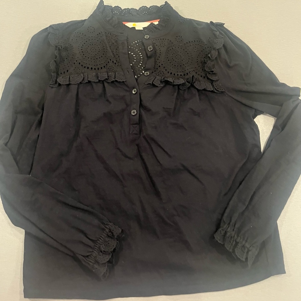 Elegant Black Lace Trim Women's Top